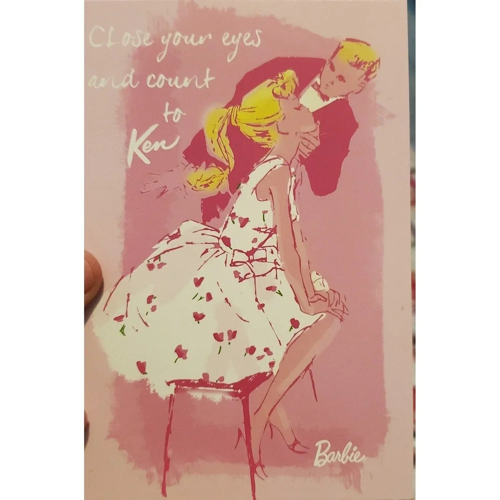 Mattel Barbie and Ken Doll 12 Blank Note Cards Pink Envelope Party Thank You NOS